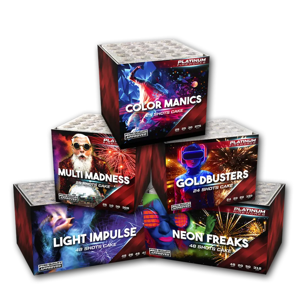 Combideal 4 - 'Starter Set' - Light Impulse | Neon Freaks | Multi Madness | Color Maniacs | Gold Busters - HBL Fireworks